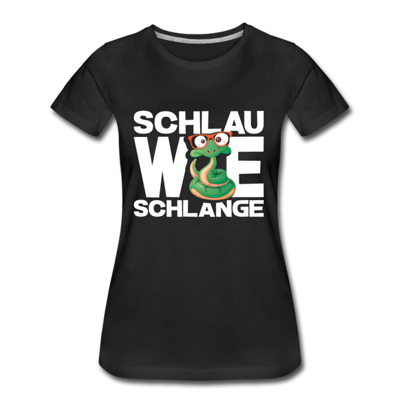 Schlau wie Schlange - Frauen Premium Bio T-Shirt - Schwarz