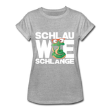 Schlau wie Schlange - Frauen Oversize T-Shirt - Grau meliert