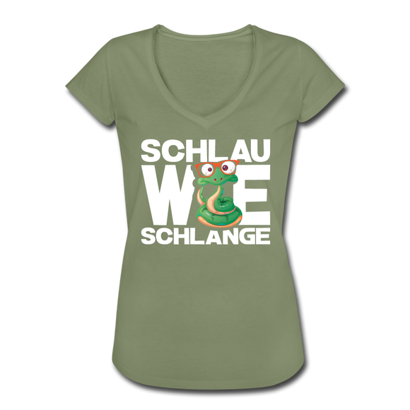 Schlau wie Schlange - Frauen Vintage T-Shirt - Oliv