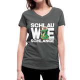 Schlau wie Schlange - Frauen Bio-T-Shirt mit V-Ausschnitt von Stanley & Stella - Anthrazit