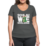 Schlau wie Schlange - Frauen Bio-T-Shirt mit V-Ausschnitt von Stanley & Stella - Anthrazit