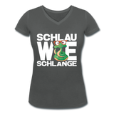 Schlau wie Schlange - Frauen Bio-T-Shirt mit V-Ausschnitt von Stanley & Stella - Anthrazit