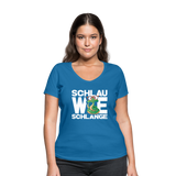 Schlau wie Schlange - Frauen Bio-T-Shirt mit V-Ausschnitt von Stanley & Stella - Pfauenblau