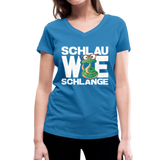 Schlau wie Schlange - Frauen Bio-T-Shirt mit V-Ausschnitt von Stanley & Stella - Pfauenblau