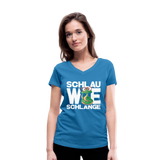 Schlau wie Schlange - Frauen Bio-T-Shirt mit V-Ausschnitt von Stanley & Stella - Pfauenblau