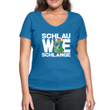 Schlau wie Schlange - Frauen Bio-T-Shirt mit V-Ausschnitt von Stanley & Stella - Pfauenblau