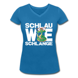 Schlau wie Schlange - Frauen Bio-T-Shirt mit V-Ausschnitt von Stanley & Stella - Pfauenblau