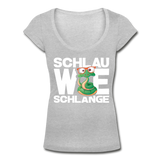 Schlau wie Schlange - Frauen T-Shirt mit U-Ausschnitt - Grau meliert