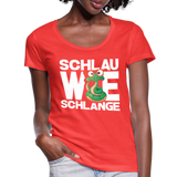 Schlau wie Schlange - Frauen T-Shirt mit U-Ausschnitt - Koralle