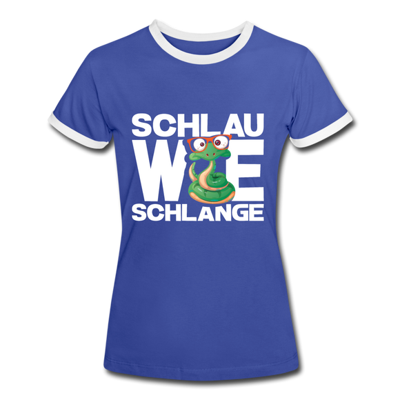 Schlau wie Schlange - Frauen Kontrast-T-Shirt - Blau/Weiß