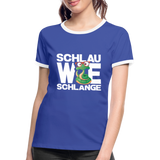 Schlau wie Schlange - Frauen Kontrast-T-Shirt - Blau/Weiß