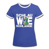 Schlau wie Schlange - Frauen Kontrast-T-Shirt - Blau/Weiß