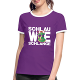 Schlau wie Schlange - Frauen Kontrast-T-Shirt - Lila/Weiß