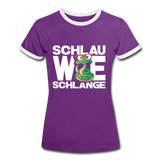 Schlau wie Schlange - Frauen Kontrast-T-Shirt - Lila/Weiß