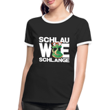 Schlau wie Schlange - Frauen Kontrast-T-Shirt - Schwarz/Weiß