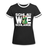 Schlau wie Schlange - Frauen Kontrast-T-Shirt - Schwarz/Weiß