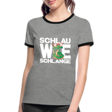 Schlau wie Schlange - Frauen Kontrast-T-Shirt - Grau meliert/Schwarz