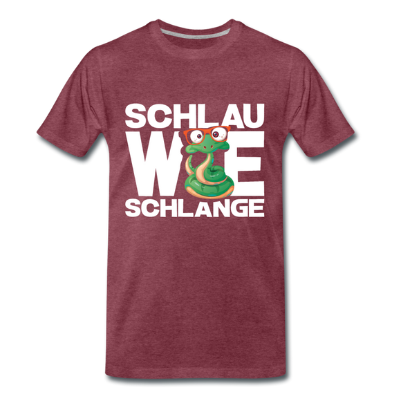 Schlau wie Schlannge - Männer Premium T-Shirt - Bordeauxrot meliert