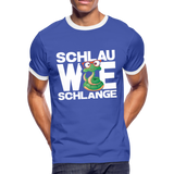 Schlau wie Schlange - Männer Kontrast-T-Shirt - Blau/Weiß