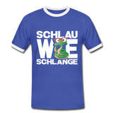 Schlau wie Schlange - Männer Kontrast-T-Shirt - Blau/Weiß