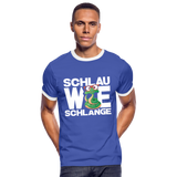 Schlau wie Schlange - Männer Kontrast-T-Shirt - Blau/Weiß