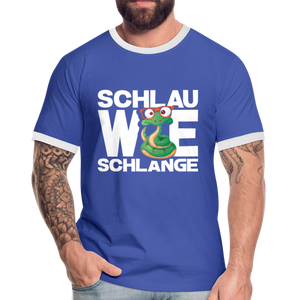 Schlau wie Schlange - Männer Kontrast-T-Shirt - Blau/Weiß