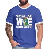 Schlau wie Schlange - Männer Kontrast-T-Shirt - Blau/Weiß