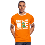 Schlau wie Schlange - Männer Kontrast-T-Shirt - Orange/Weiß