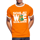 Schlau wie Schlange - Männer Kontrast-T-Shirt - Orange/Weiß