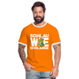 Schlau wie Schlange - Männer Kontrast-T-Shirt - Orange/Weiß