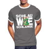 Schlau wie Schlange - Männer Kontrast-T-Shirt - Dunkelgrau/Weiß