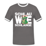 Schlau wie Schlange - Männer Kontrast-T-Shirt - Dunkelgrau/Weiß