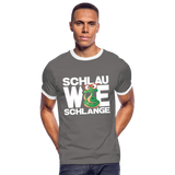 Schlau wie Schlange - Männer Kontrast-T-Shirt - Dunkelgrau/Weiß