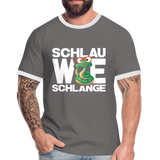 Schlau wie Schlange - Männer Kontrast-T-Shirt - Dunkelgrau/Weiß