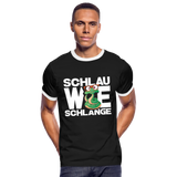 Schlau wie Schlange - Männer Kontrast-T-Shirt - Schwarz/Weiß