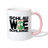 Schlau wie Schlange - Tasse zweifarbig - Weiß/Pink