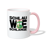 Schlau wie Schlange - Tasse zweifarbig - Weiß/Pink