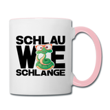 Schlau wie Schlange - Tasse zweifarbig - Weiß/Pink