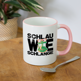 Schlau wie Schlange - Tasse zweifarbig - Weiß/Pink