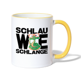 Schlau wie Schlange - Tasse zweifarbig - Weiß/Gelb