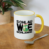 Schlau wie Schlange - Tasse zweifarbig - Weiß/Gelb