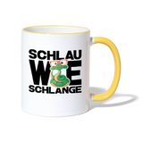 Schlau wie Schlange - Tasse zweifarbig - Weiß/Gelb