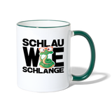 Schlau wie Schlange - Tasse zweifarbig - Weiß/Dunkelgrün