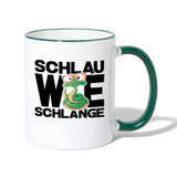 Schlau wie Schlange - Tasse zweifarbig - Weiß/Dunkelgrün