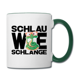 Schlau wie Schlange - Tasse zweifarbig - Weiß/Dunkelgrün