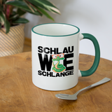 Schlau wie Schlange - Tasse zweifarbig - Weiß/Dunkelgrün