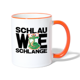 Schlau wie Schlange - Tasse zweifarbig - Weiß/Orange