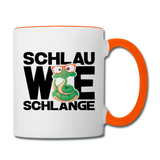 Schlau wie Schlange - Tasse zweifarbig - Weiß/Orange