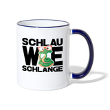 Schlau wie Schlange - Tasse zweifarbig - Weiß/Kobaltblau