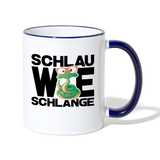 Schlau wie Schlange - Tasse zweifarbig - Weiß/Kobaltblau